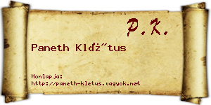 Paneth Klétus névjegykártya